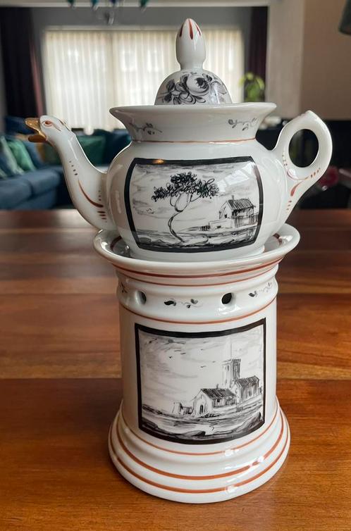 Tisanière, kruidentheepot met landschap, Antiek en Kunst, Antiek | Servies los, Ophalen of Verzenden