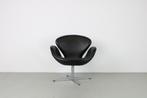 Fritz Hansen Swan Chair, zwart leer, Huis en Inrichting, Fauteuils, Ophalen, Gebruikt, 50 tot 75 cm, Leer