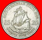 Ⰶ GREAT BRITAIN (1981-2000): CARIBBEAN 25 CENTS 1986! SHIP, Postzegels en Munten, Munten | Amerika, Verzenden, Noord-Amerika, Losse munt