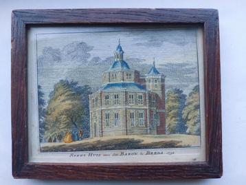 11 gekleurde ingelijste gravure uit 1746 Speelhuis van Breda beschikbaar voor biedingen