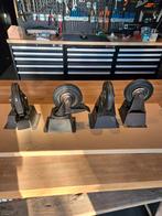 2 zwenkwielen , 2 bokwielen, industriele look, Doe-het-zelf en Verbouw, Zwenkwielen, Ophalen, Gebruikt