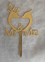 Taartdeco Mr & Mrs Goud (2 voor €10 incl verz!!), Ophalen of Verzenden, Versiering