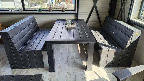 Houten tuintafel met spaanse banken, Tuin en Terras, Tuintafels, Nieuw, Rechthoekig, Hout, Ophalen