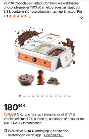 Chocoladesmelter, eau bain marie 3x 3.3L - Nieuw in doos beschikbaar voor biedingen