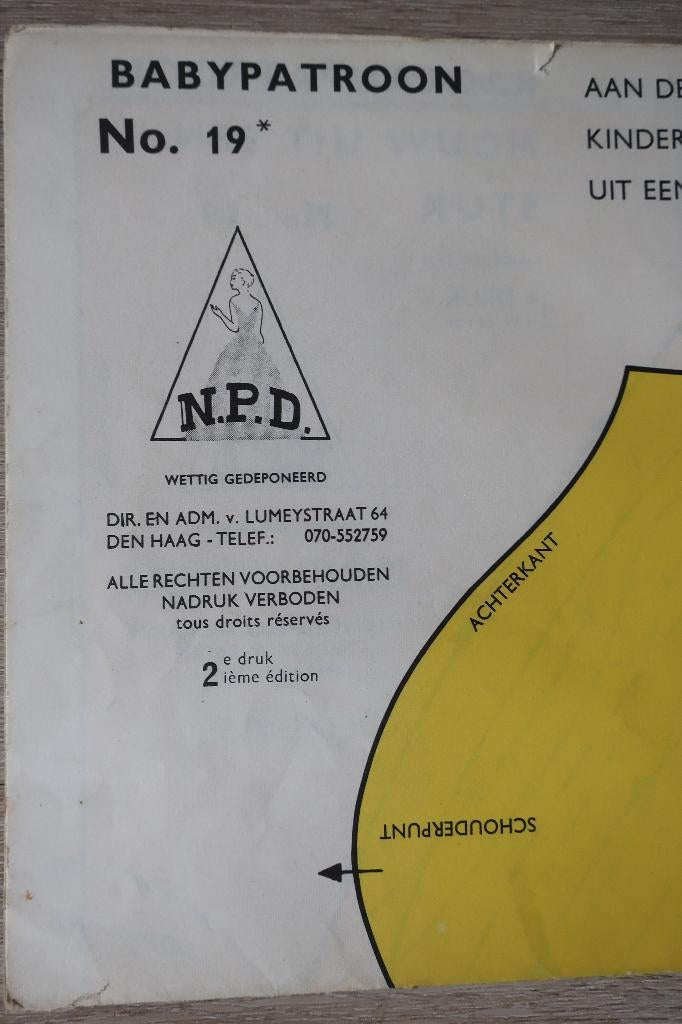 NAAIEN - BABY BASIS PATROON N.P.D. no 19, Hobby en Vrije tijd, Kledingpatronen, Ophalen of Verzenden, Gebruikt, Kind, Knipmode