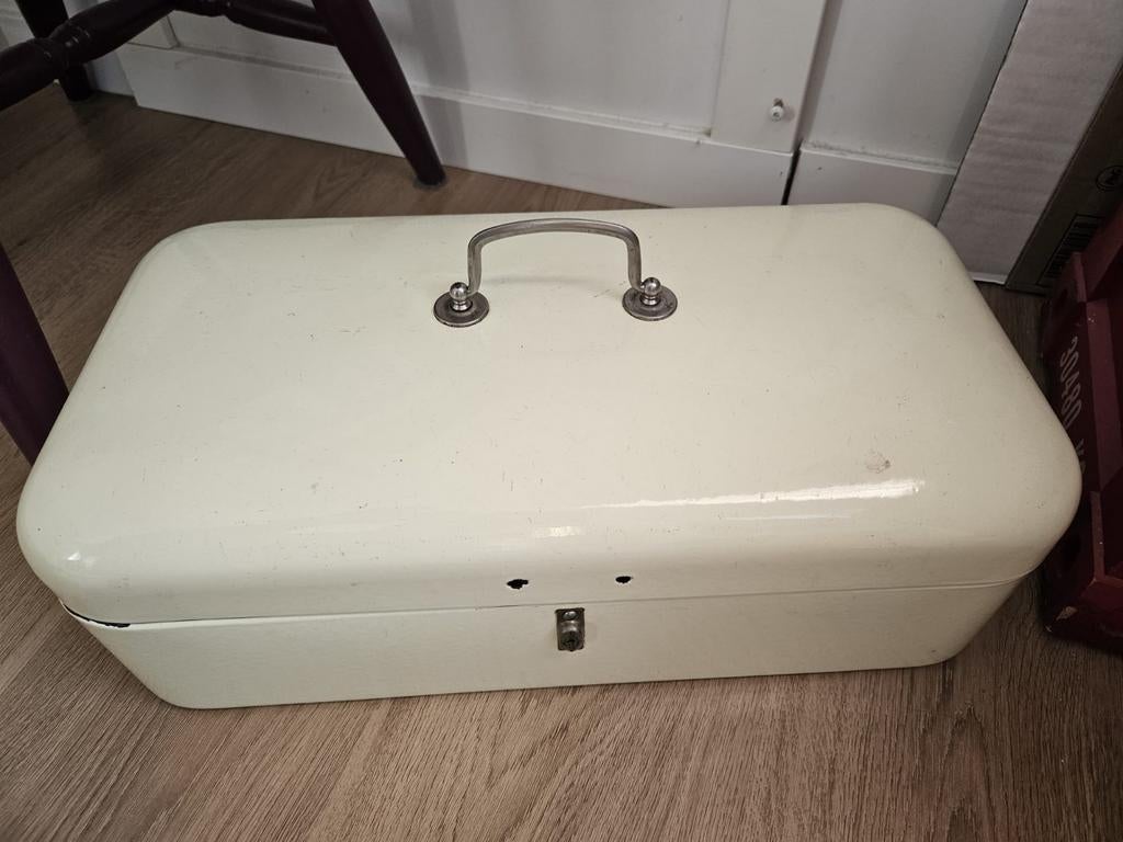 Vintage emaille broodtrommel - wit, Ophalen of Verzenden