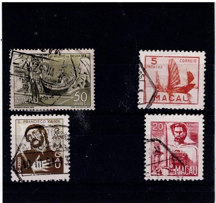 MACAU 1950/1 Mi. 368, 376, 380 en 385., Ophalen of Verzenden, Gestempeld, Oost-Azië