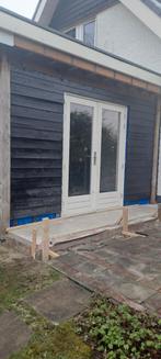 Tuindeur - Dubbele openslaande deuren met glas, Doe-het-zelf en Verbouw, Deuren en Horren, Gebruikt, 120 cm of meer, Ophalen of Verzenden