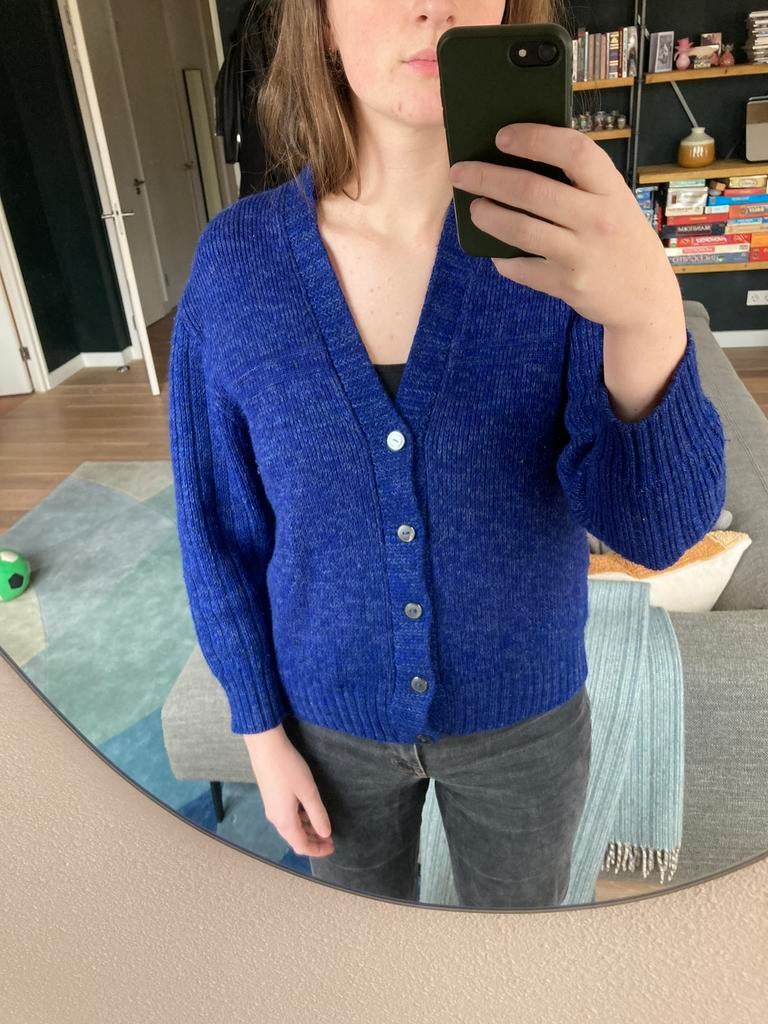 Kobalt blauwe cardigan / vest / bolero wolblend, Kleding | Dames, Truien en Vesten, Ophalen of Verzenden, Zo goed als nieuw, Maat 38/40 (M)