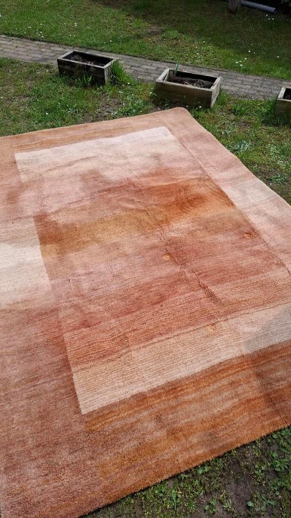 Handgeknoopt Wollen tapijt uit Nepal, 205x300 cm certificaat, Gebruikt, Bruin, 200 cm of meer, Ophalen of Verzenden