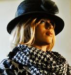 Strohoed  hoed riet zwart brocante vintage feest/bruiloft, Hoed, Zo goed als nieuw, V&D Vroom&Dreesmann, One size fits all