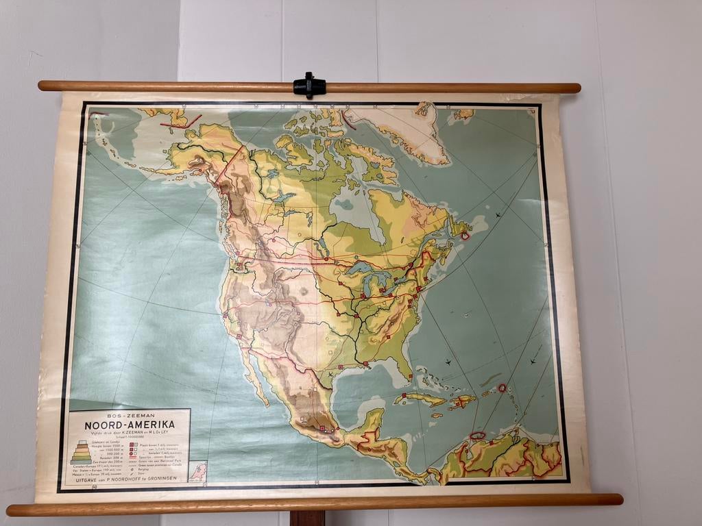 Schoolplaat Noord Amerika, Antiek en Kunst, Antiek | Schoolplaten, Ophalen of Verzenden, Aardrijkskunde
