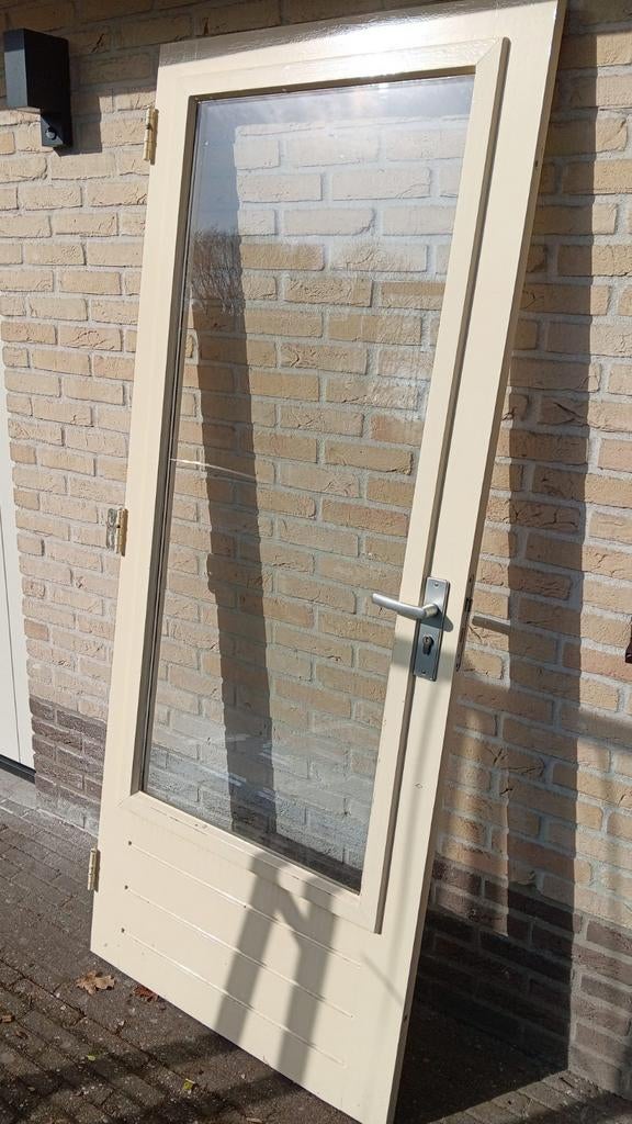 4 Buitendeuren met dubbelglas: 201,5x83 cm, Doe-het-zelf en Verbouw, Ophalen, Gebruikt, Buitendeur, 200 tot 215 cm