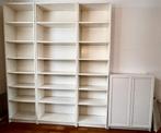 3 witte Billy boekenkasten en 1 lage kast met deurtjes, Ophalen, Overige materialen, 200 cm of meer, 200 cm of meer