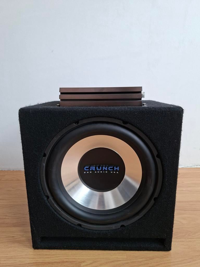 Crunch subwoofer met versterker en kabels, Auto diversen, Autospeakers, Gebruikt, Ophalen