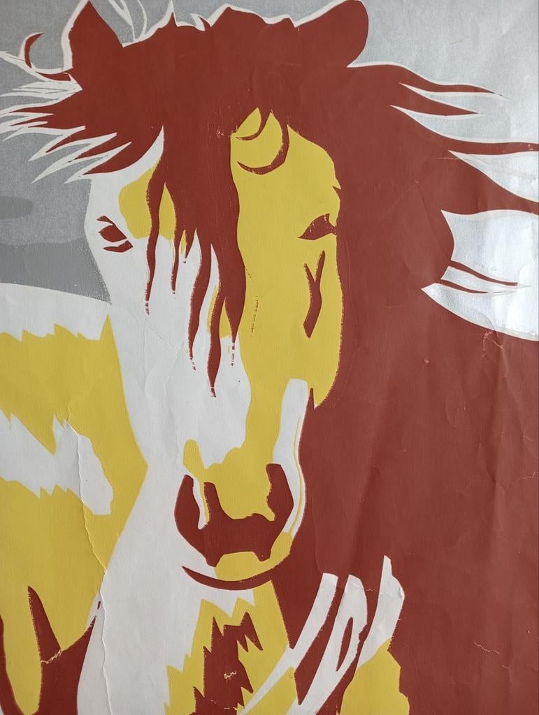 Pop Art vintage retro litho Paarden, Antiek en Kunst, Kunst | Litho's en Zeefdrukken, Ophalen of Verzenden