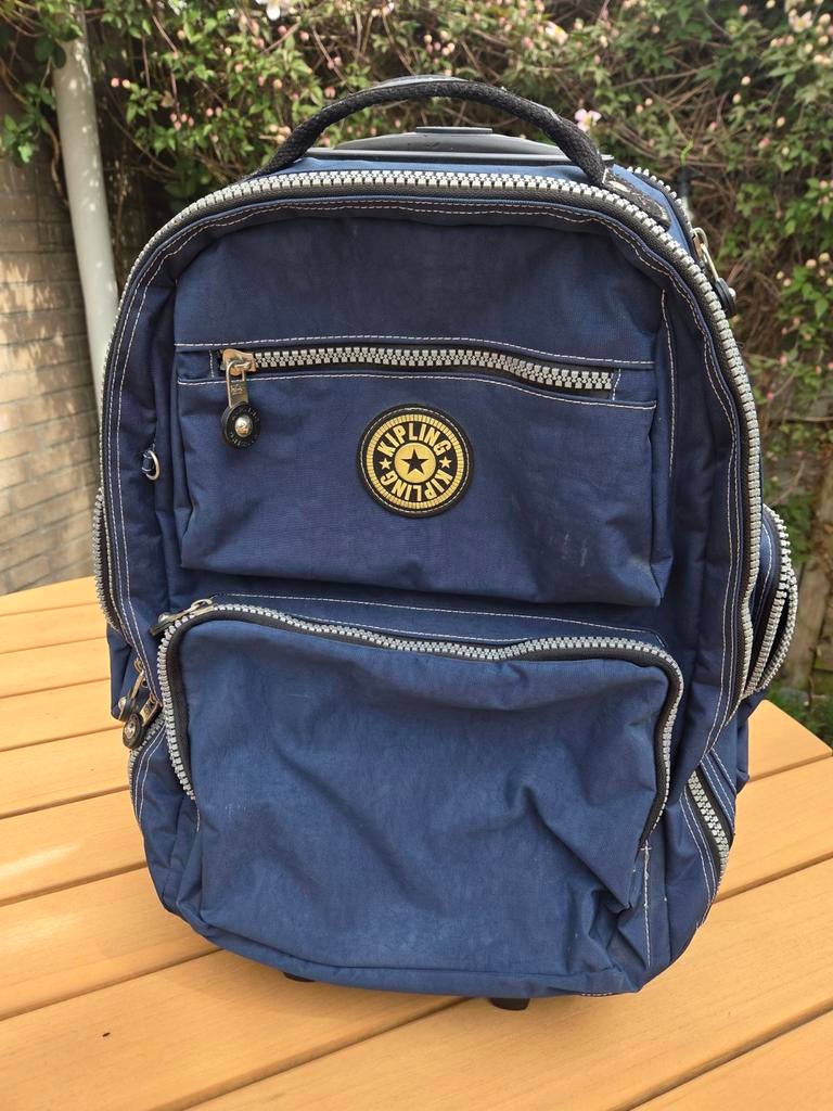 Kipling koffertje/rugtas donkerblauw, Gebruikt, Blauw, Overige typen, 40 tot 50 cm