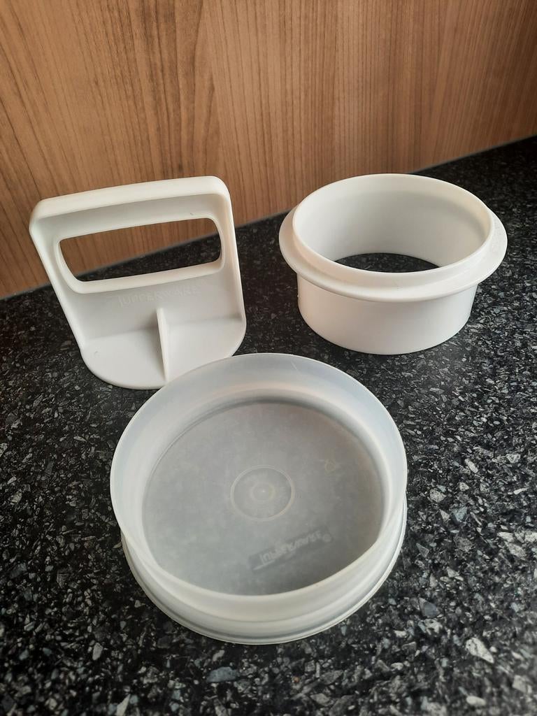 Tupperware Hamburger Groentepers - Maak je eigen burgers!, Huis en Inrichting, Keuken | Tupperware, Gebruikt, Overige typen, Wit