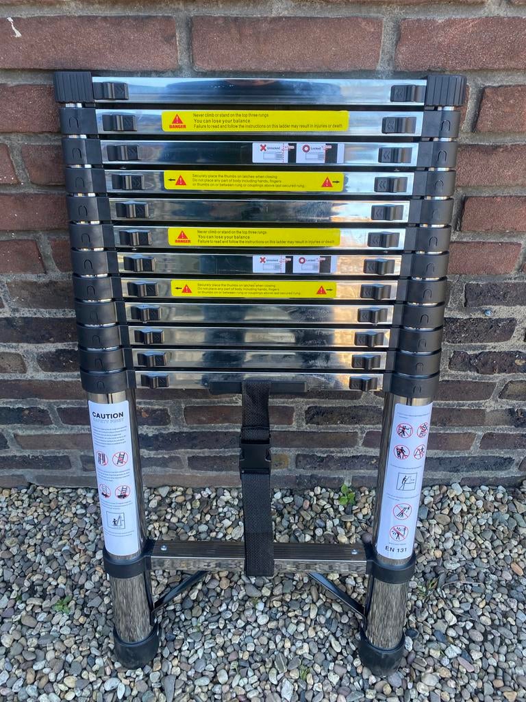 Telescopische ladder 3.8m, Ophalen, Nieuw, Ladder, Opvouwbaar of Inschuifbaar