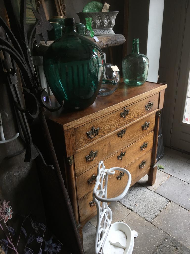 klein eikenhouten 19de eeuws ladenkastje Hollands Empire, Ophalen, Gebruikt, Eikenhout, 50 tot 100 cm