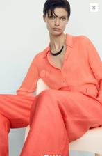 Mango linnen broek koraalrood 38, Kleding | Dames, Jumpsuits, Ophalen of Verzenden, Zo goed als nieuw, Maat 38/40 (M)