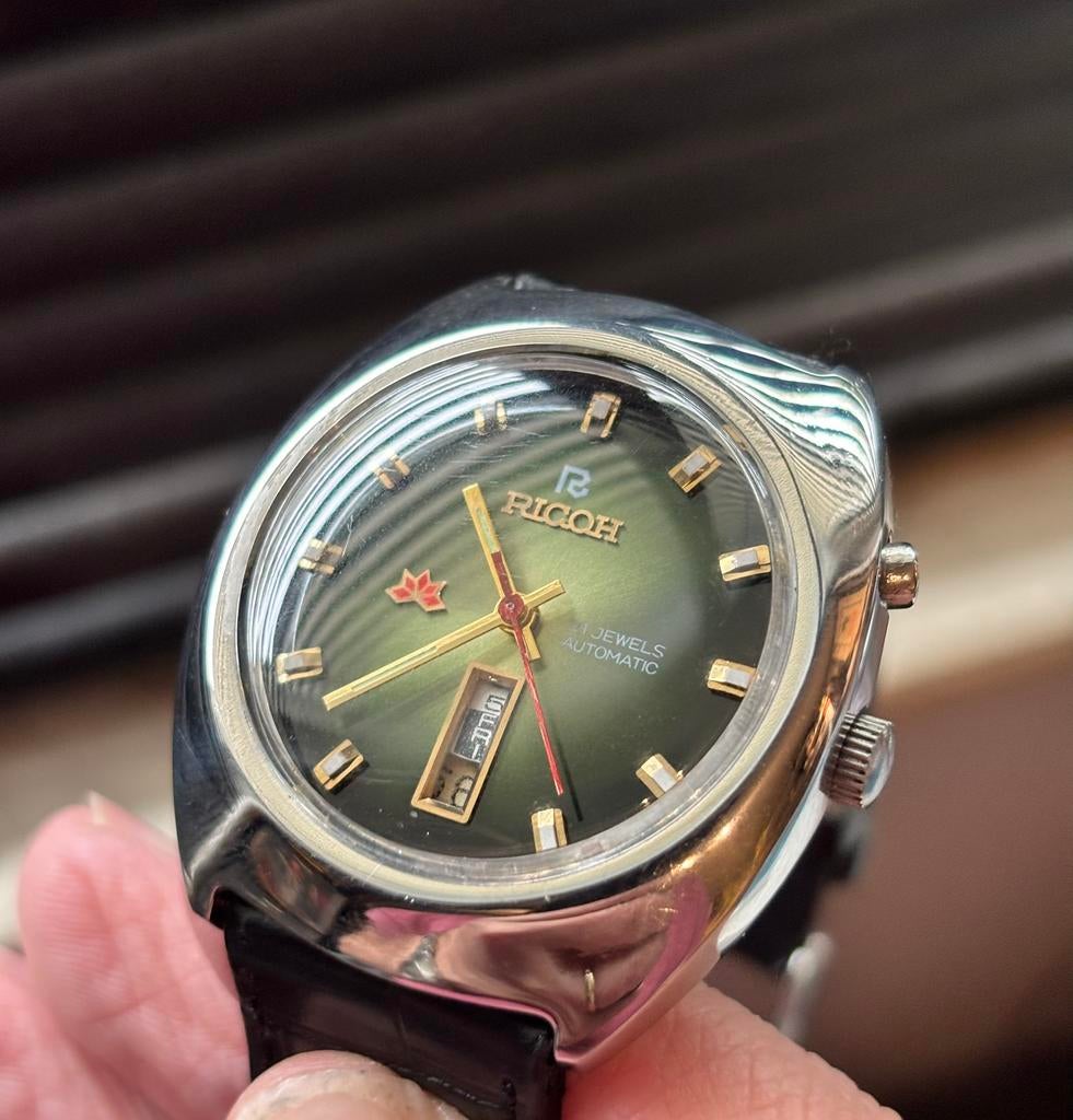 Vintage Ricoh automaat, Sieraden, Tassen en Uiterlijk, Horloges | Antiek, Ophalen, Staal, Overige merken, 1960 of later