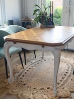 Vintage brocante landelijk Queen Anne uitschuifbare eettafel, Ophalen, 50 tot 100 cm, Zo goed als nieuw, Vijf personen of meer