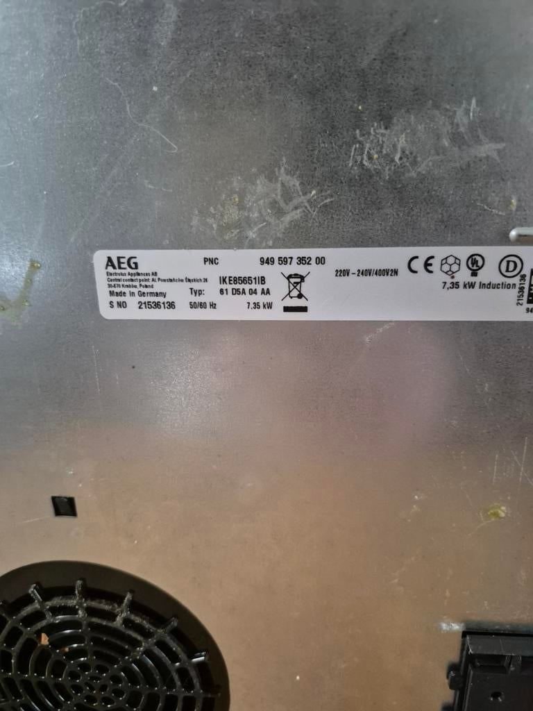 AEG IKE85651IB Inductiekookplaat - Zo goed als nieuw, Zo goed als nieuw, Inbouw, Inductie, 4 kookzones