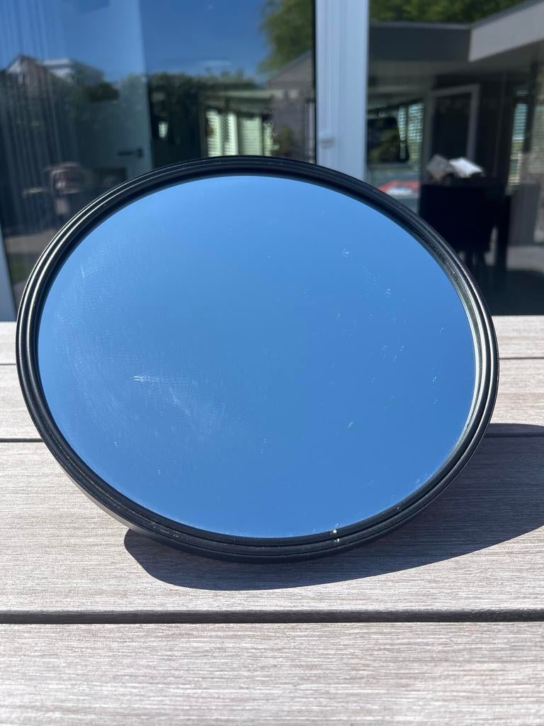 Ronde spiegel 30 cm - Zwart frame, Huis en Inrichting, Minder dan 50 cm, Gebruikt, Rond, Ophalen of Verzenden