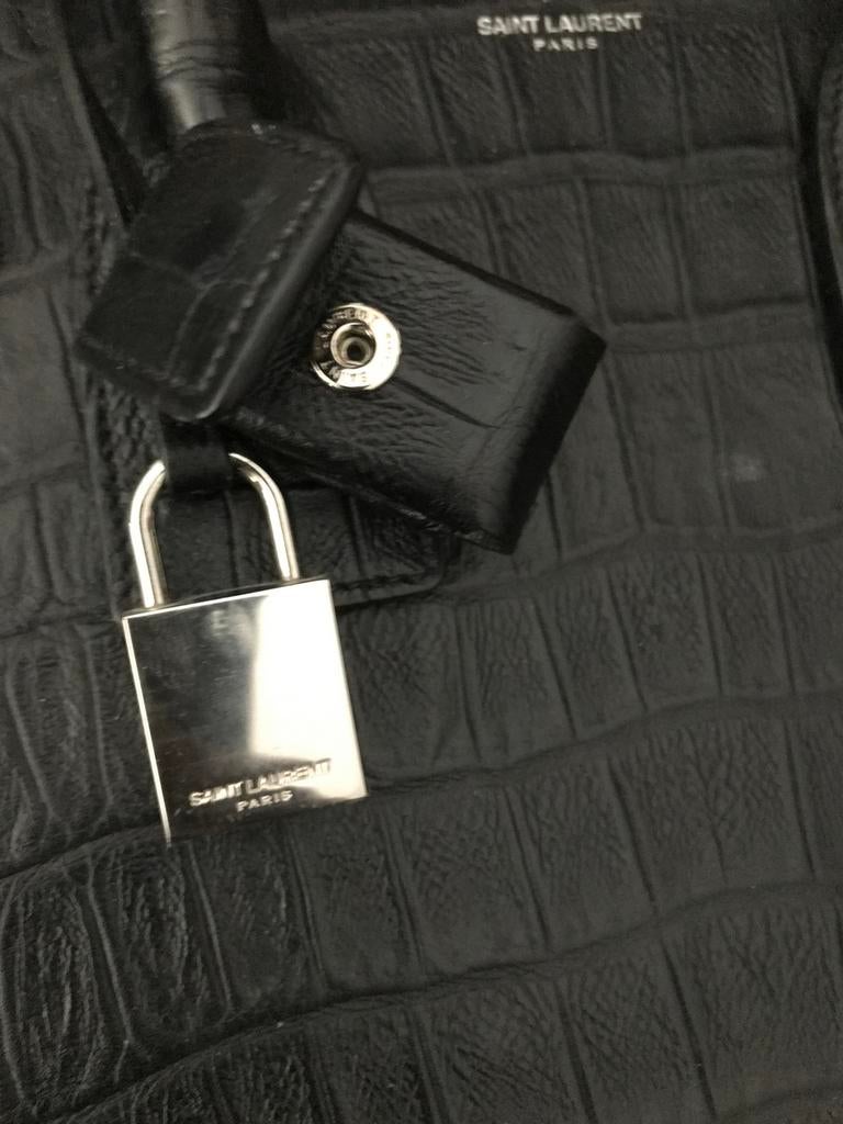 Yves Saint Laurent croco leer tas, Ophalen of Verzenden, Zo goed als nieuw, Zwart, Schoudertasje