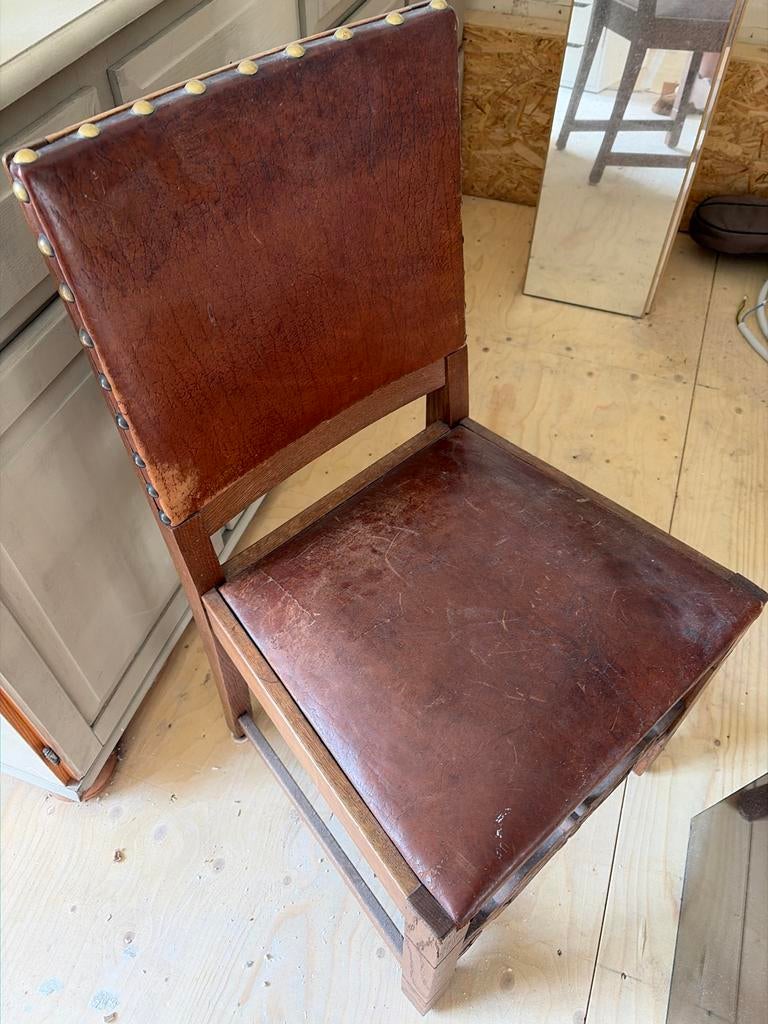 Stoel met leren bekleding, Ophalen of Verzenden