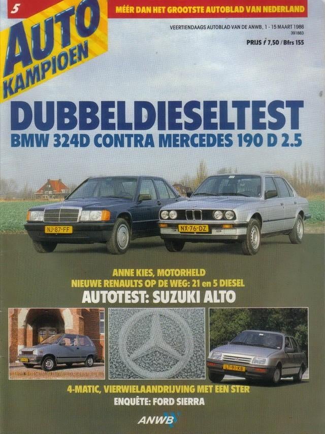 Autokampioen 5 1986 : Mercedes 190D 2.5 / 300E - BMW 324d, Ophalen of Verzenden, Gelezen, Algemeen