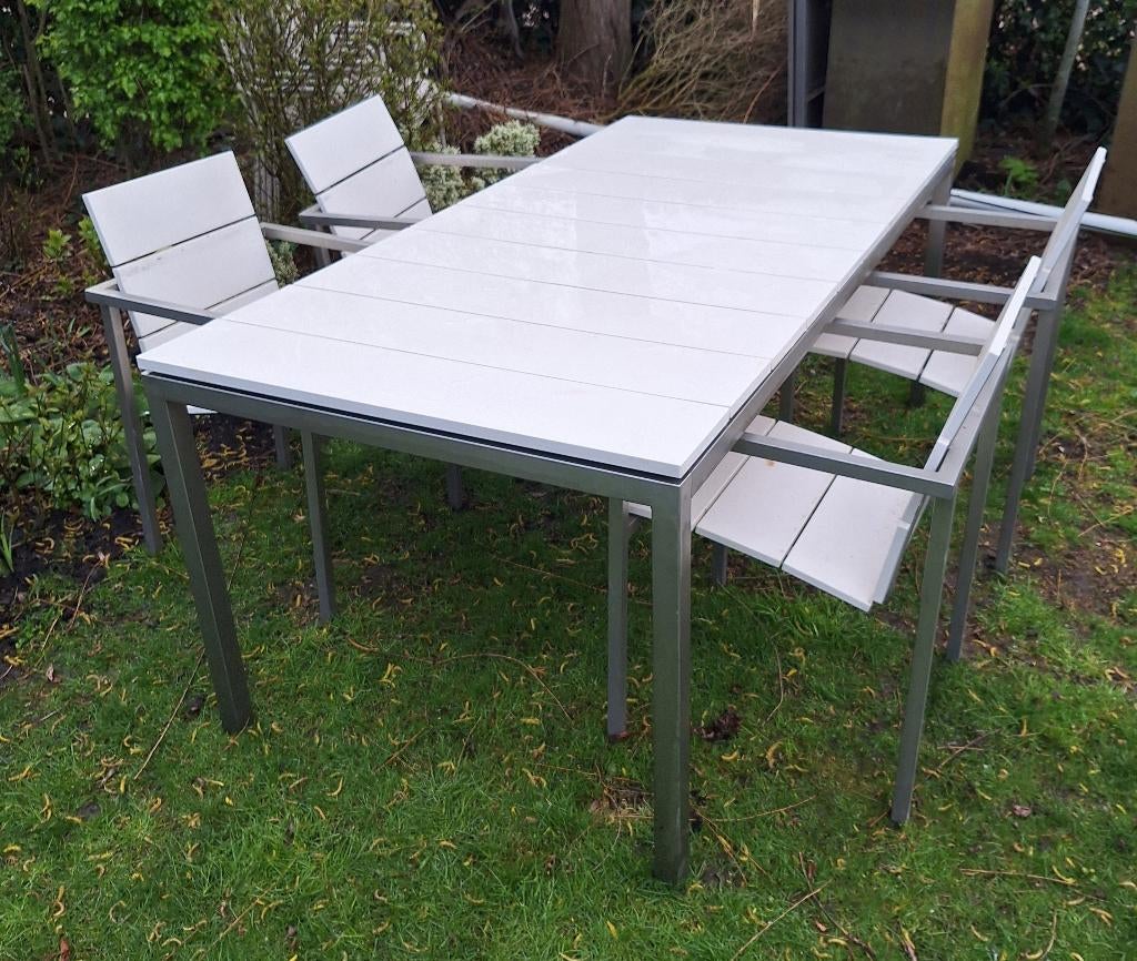 Tribu rvs tuinset, Tuin en Terras, Tuinsets en Loungesets, Ophalen, 4 zitplaatsen, Gebruikt, Rvs