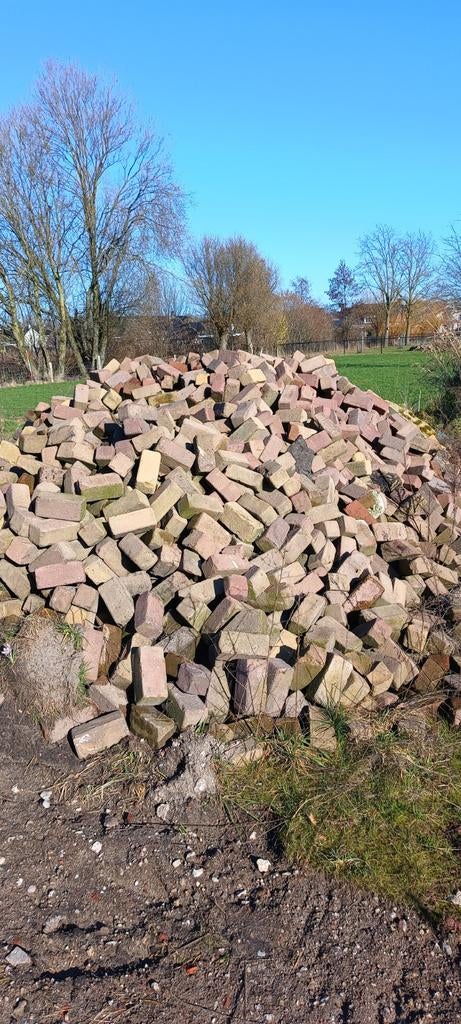 Gebakken Klinkers - 78m² keiformaat -  keien en basalt blok, Tuin en Terras, Tegels en Klinkers, Gebruikt, Keramiek, Klinkers