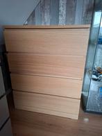 Malm ladekast Ikea, wit gelazuurd eikenfineer, Ophalen, 50 tot 100 cm, Zo goed als nieuw, 3 of 4 laden