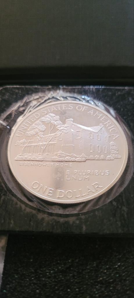 Zilveren Eisenhower Centennial Proof Dollar 1990, Postzegels en Munten, Vóór koninkrijk, Zilver, Losse munt, Overige waardes