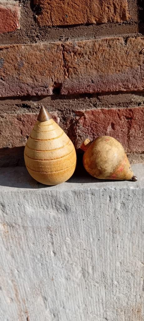 2 Oude houten tollen, Ophalen of Verzenden