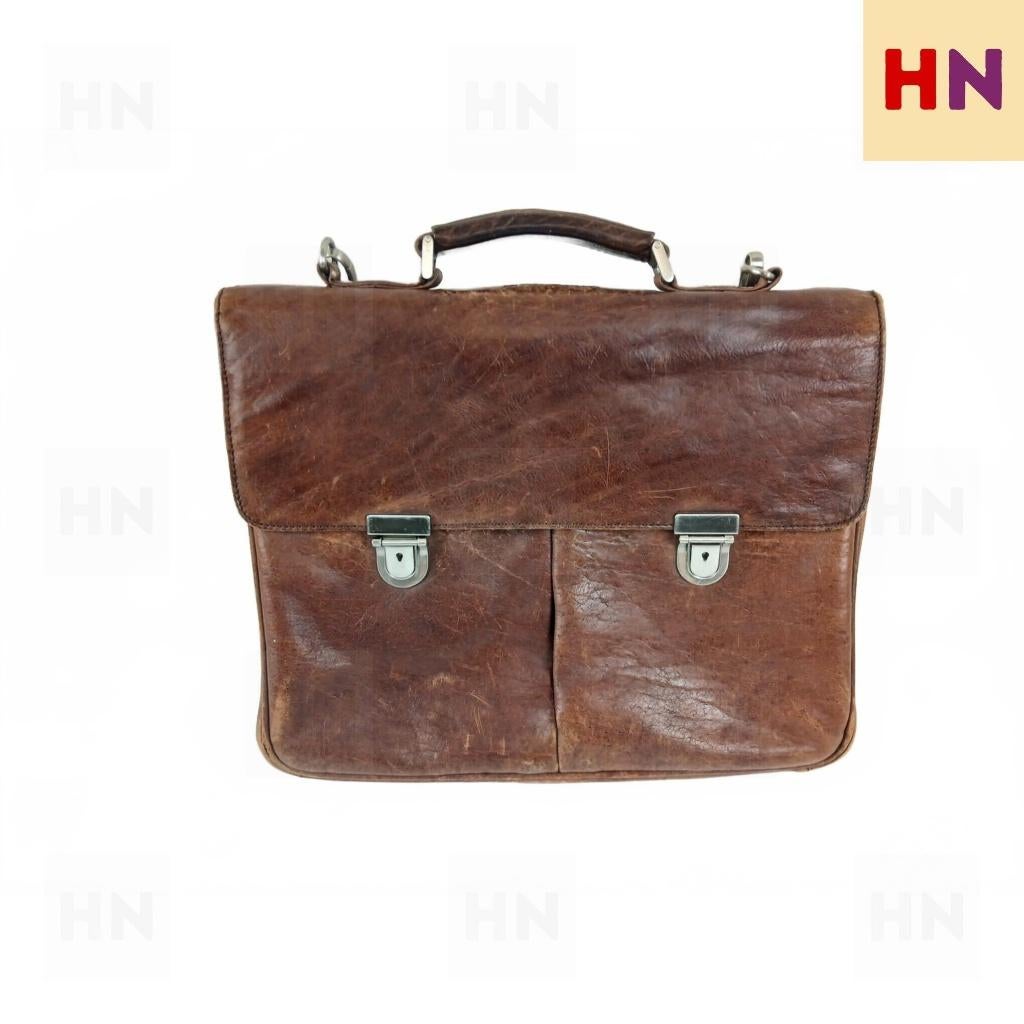 Vintage Leonhard Heyden Leren Brieventas / Laptoptas – Bruin, Gebruikt, Bruin, Leer, Ophalen