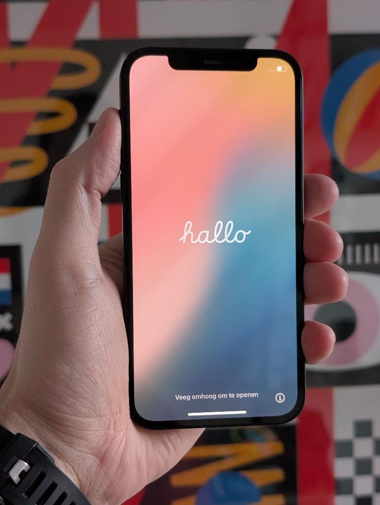 iPhone 12, Black, 128GB, Telecommunicatie, Mobiele telefoons | Apple iPhone, Zo goed als nieuw, 128 GB, Zonder abonnement, Zonder simlock