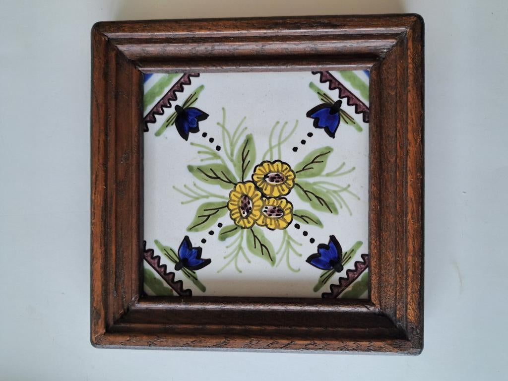 Antieke ingelijste tegeltjes - Set van 2, Antiek en Kunst, Antiek | Wandborden en Tegels, Ophalen of Verzenden