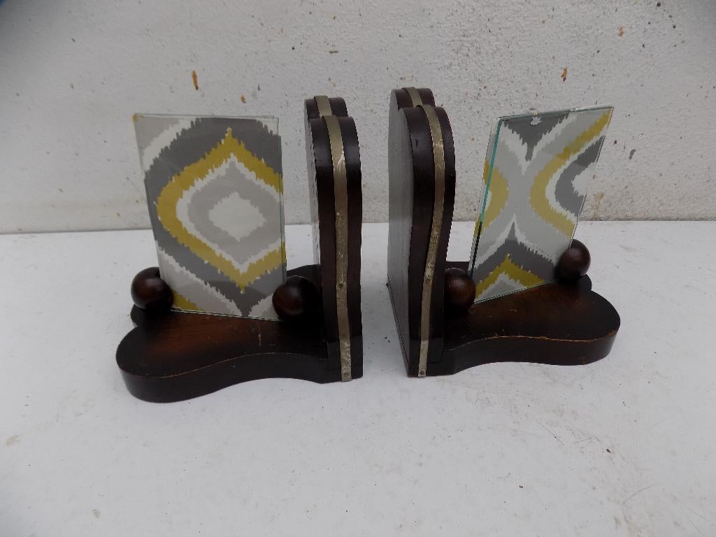 Art deco boekensteunen met fotolijstje brocante jaren 30, Antiek en Kunst, Ophalen of Verzenden