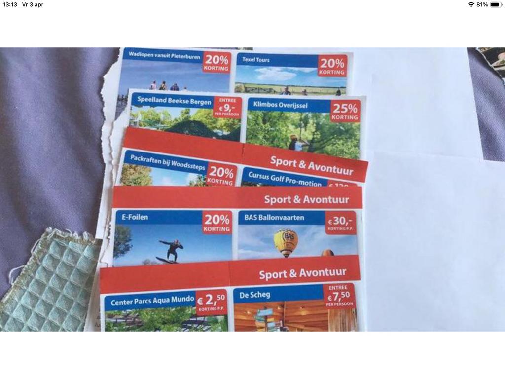 Sport en avontuur, Drie personen of meer, Kortingsbon
