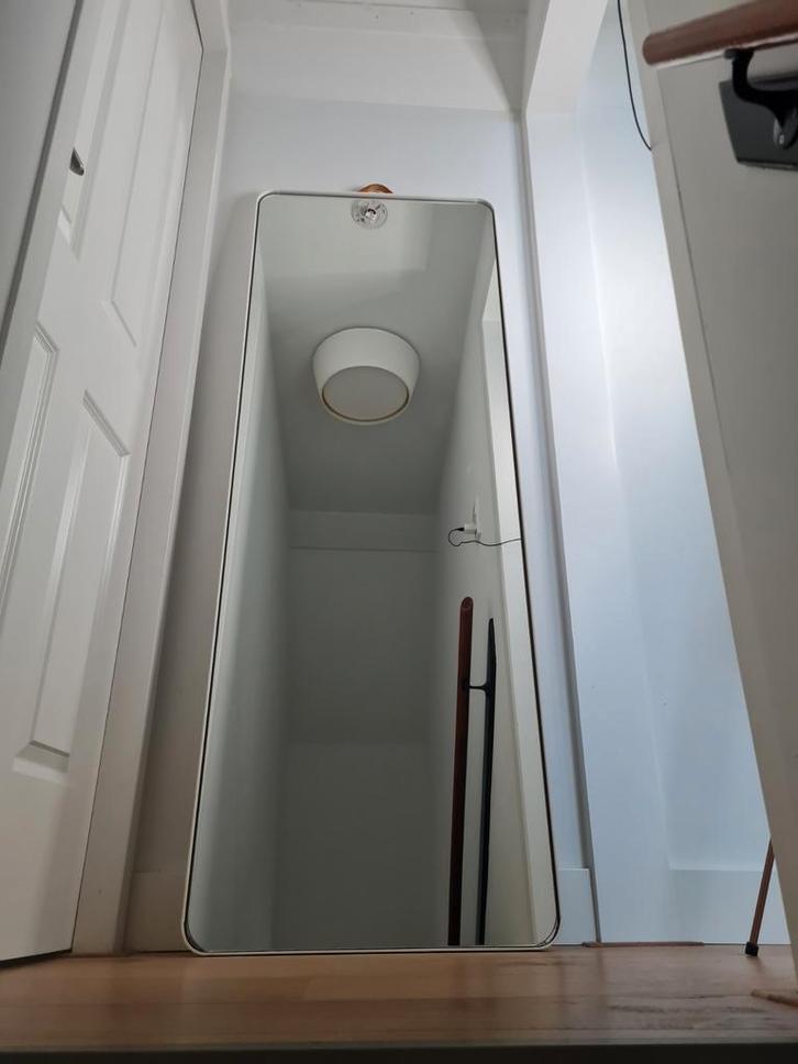 Grote metalen passpiegel wit 170cm - zware kwaliteit, Huis en Inrichting, Woonaccessoires | Spiegels, 150 tot 200 cm, Rechthoekig