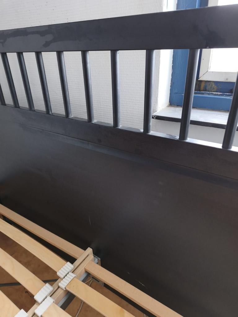 Nette 2 persoons black wooden bed, Ophalen of Verzenden, Zo goed als nieuw, Tweepersoons, 160 cm