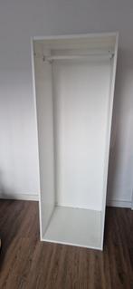 Ikea kast - Witte kledingkast met hangruimte en mand, Gebruikt, Met plank(en), Modern, Functioneel, 50 tot 100 cm