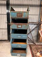 5 industriele stalen bakken vintage schäfer, Doe-het-zelf en Verbouw, Kratten en Dozen, Ophalen, Gebruikt, 40 tot 60 cm, 50 tot 75 cm