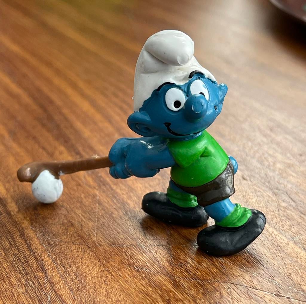 Hockey smurf | Schleich | Hong Kong | 1980, Ophalen of Verzenden, Gebruikt