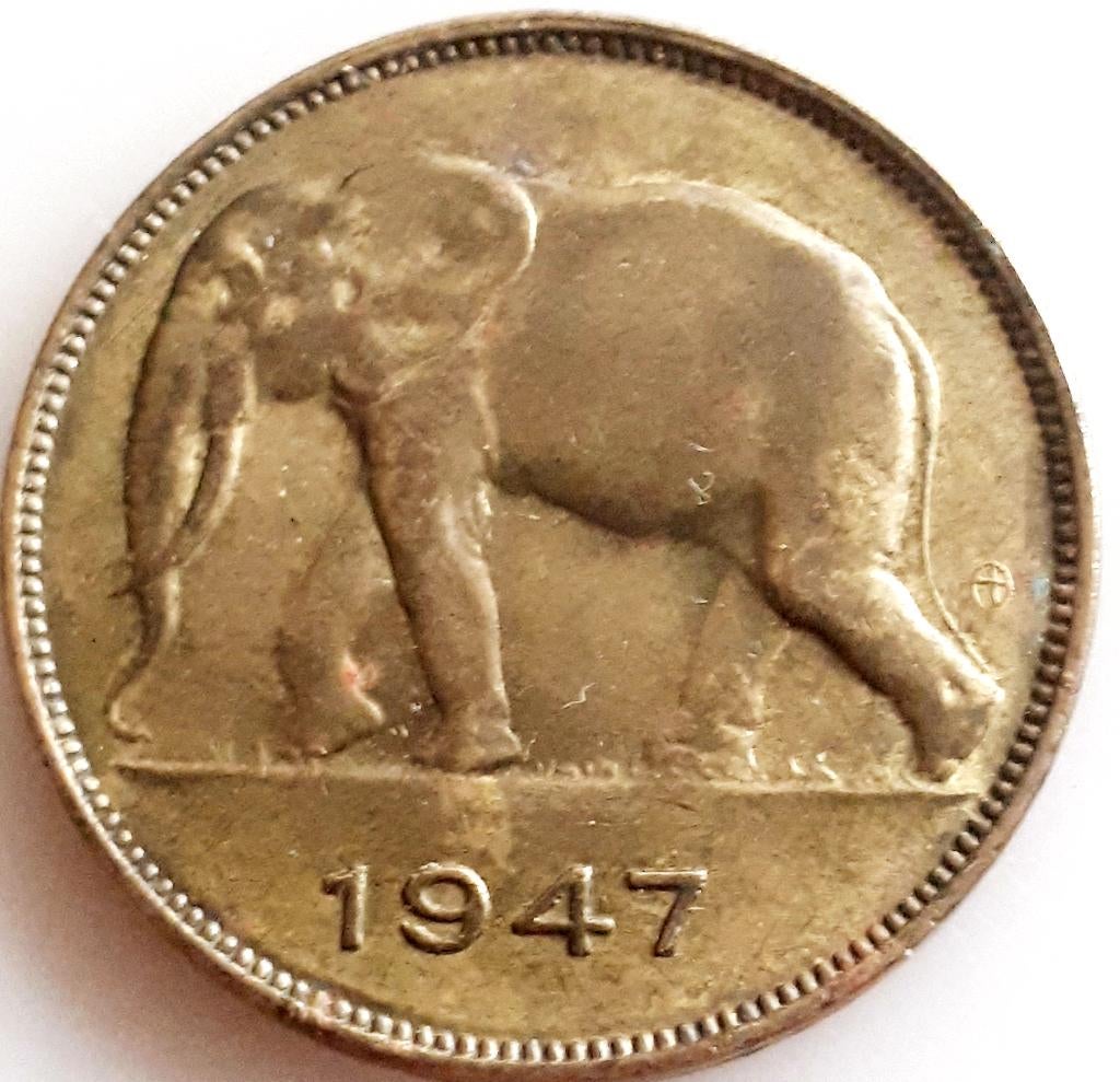 BELGISCH CONGO : 5 FRANCS 1947 KM 29, Ophalen of Verzenden, Overige landen, Losse munt