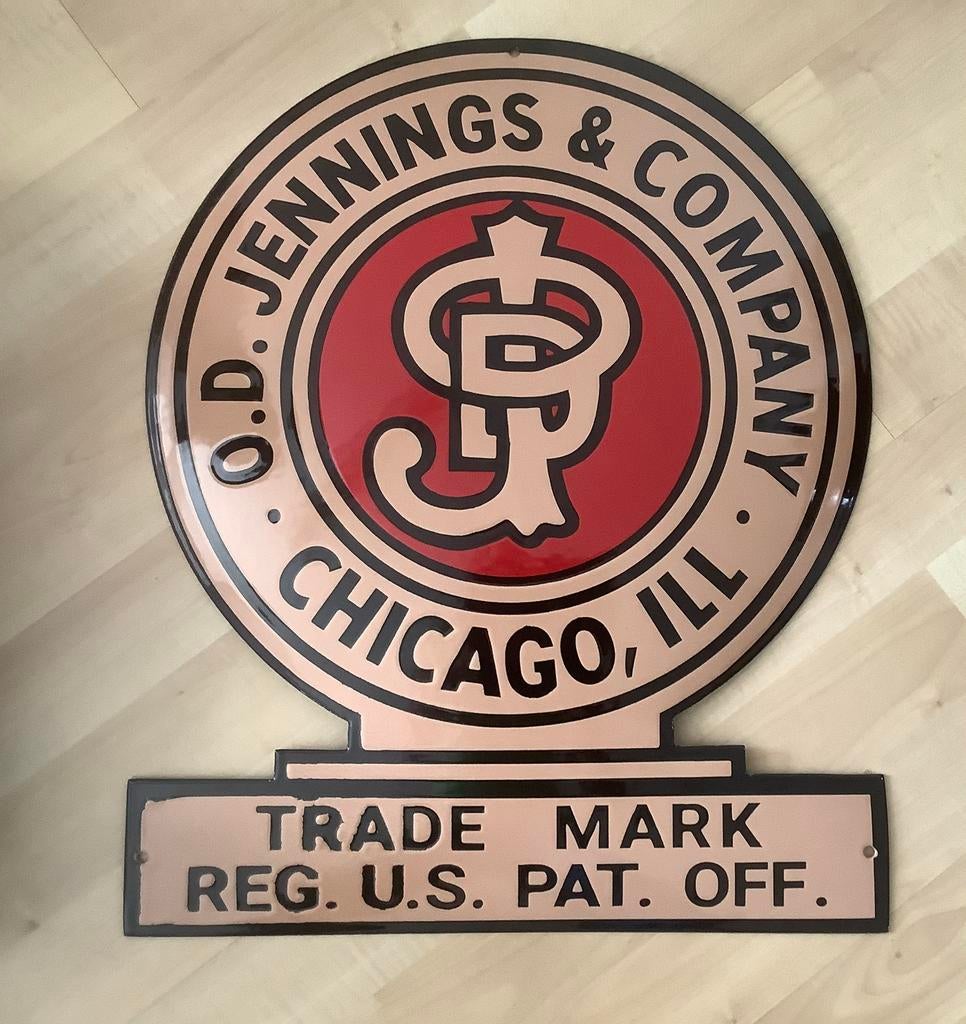 Emaille bord JENNINGS slotmachines, Verzamelen, Automaten | Gokkasten en Fruitautomaten, Overige munten, Ophalen of Verzenden