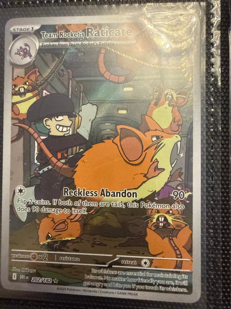 Team Rocket's Raticate Pokémon kaart 202/182, Ophalen of Verzenden, Gebruikt, Losse kaart, Foil